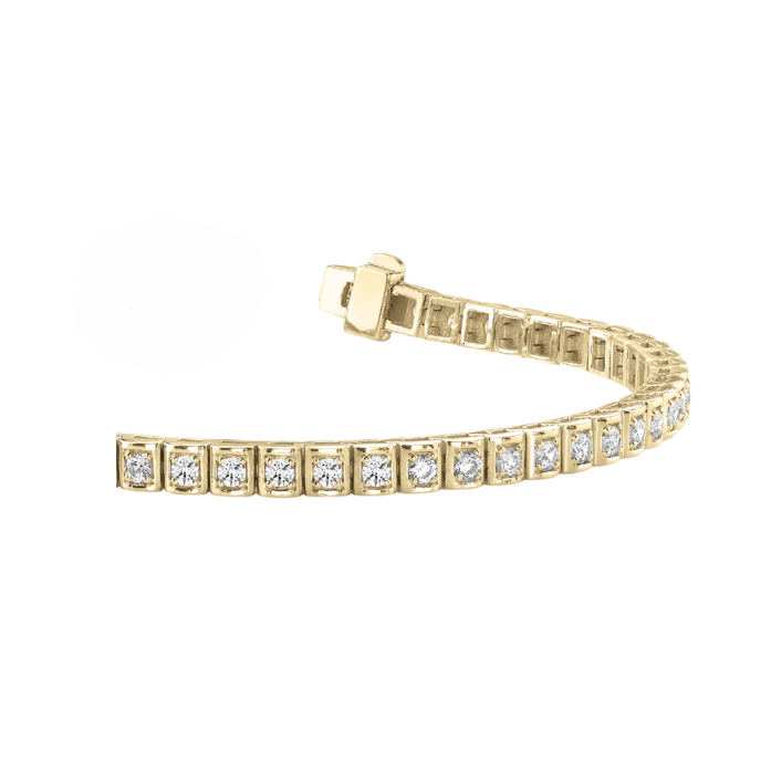 3.50 Carats Round Real Natural Earth Mined Diamond Tennis Bracelet Yellow Gold 14K