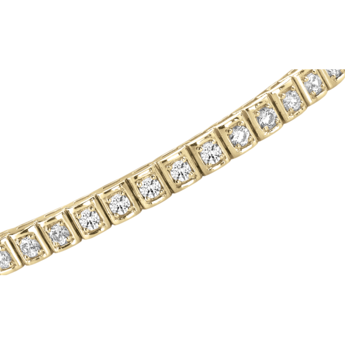 3.50 Carats Round Real Natural Earth Mined Diamond Tennis Bracelet Yellow Gold 14K