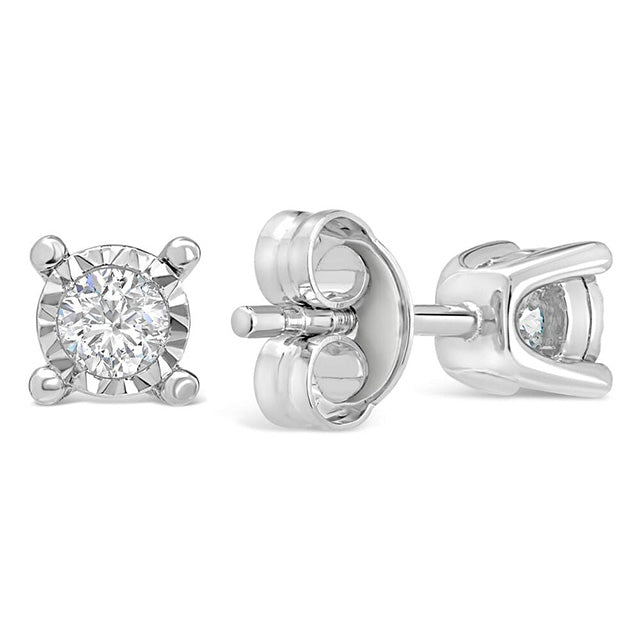 3.50 Ct Ladies Stud Earrings Round Lab Grown Diamond Cut Mounting White Gold