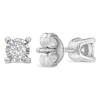3.50 Ct Ladies Stud Earrings Round Lab Grown Diamond Cut Mounting White Gold