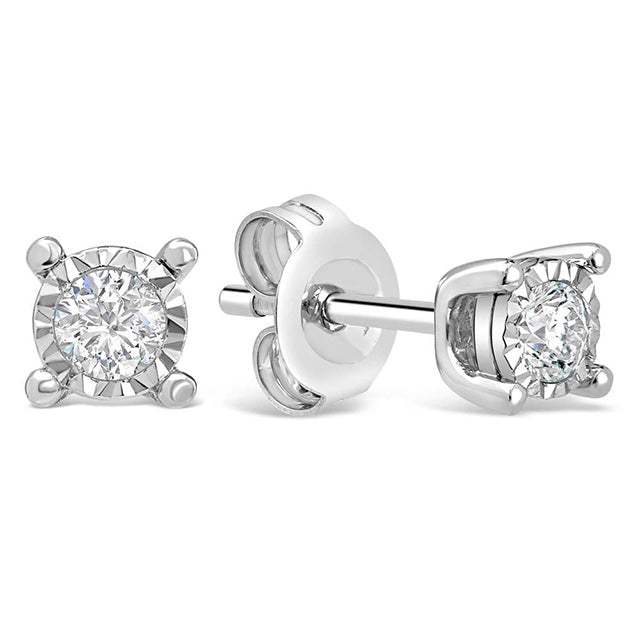 3.50 Ct Ladies Stud Earrings Round Lab Grown Diamond Cut Mounting White Gold