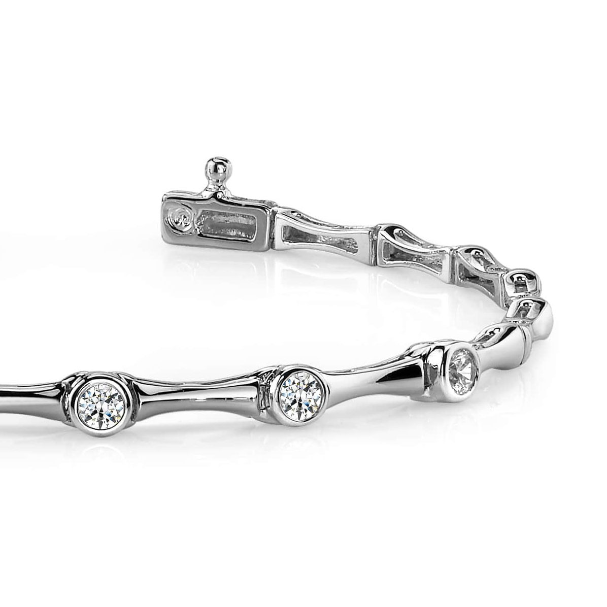 3.5 Carats Round Cut Real Natural Earth Mined Diamonds Column Link Bracelet White Gold 14K