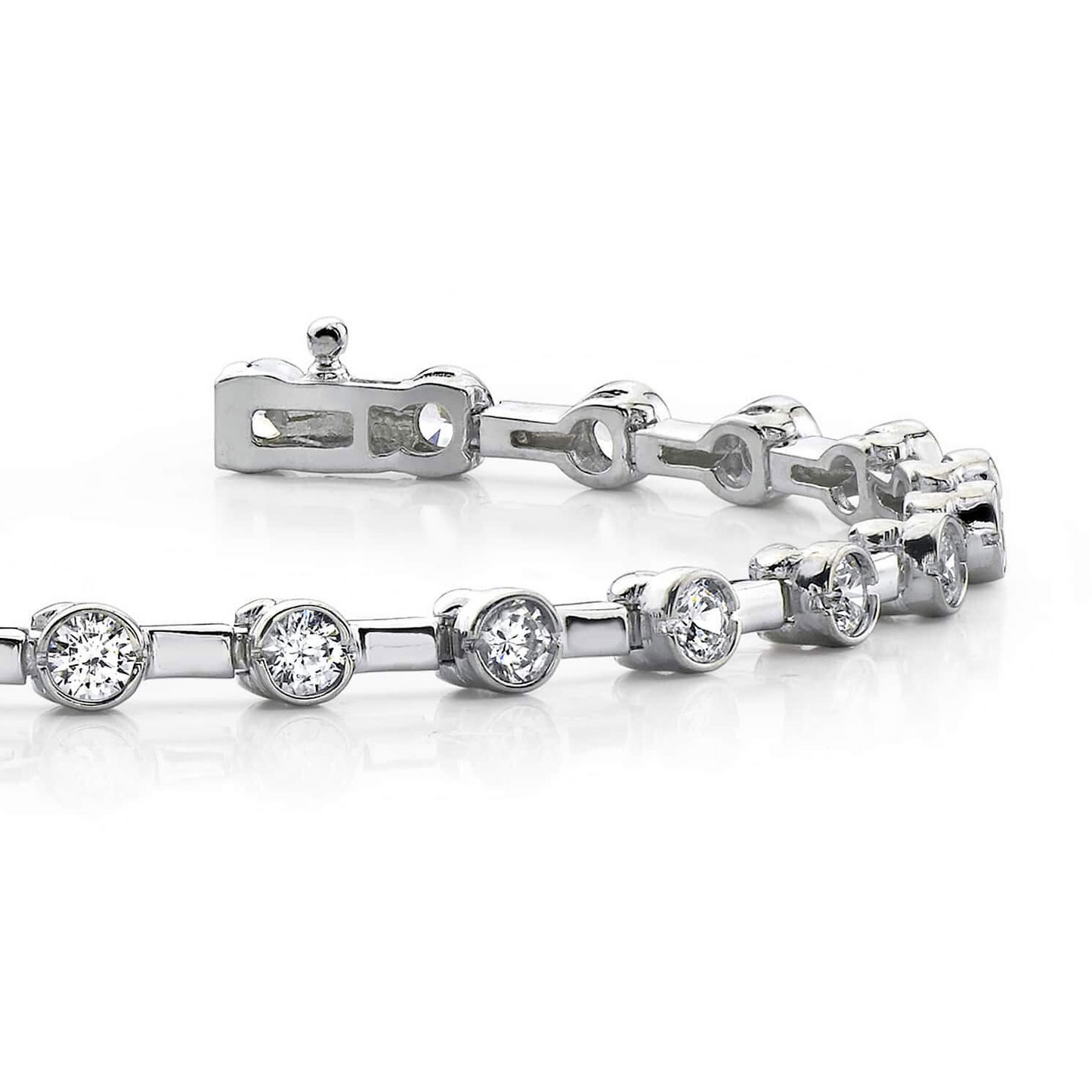 3.60 Carat Stylish Half Bezel Set Real Natural Earth Mined Diamond Tennis Bracelet Gold 14K