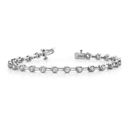 3.60 Carat Stylish Half Bezel Set Real Natural Earth Mined Diamond Tennis Bracelet Gold 14K