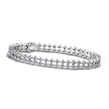 3.60 Carats Double Row Natural Earth Mined Diamonds Women Bracelet Gold White 14K New