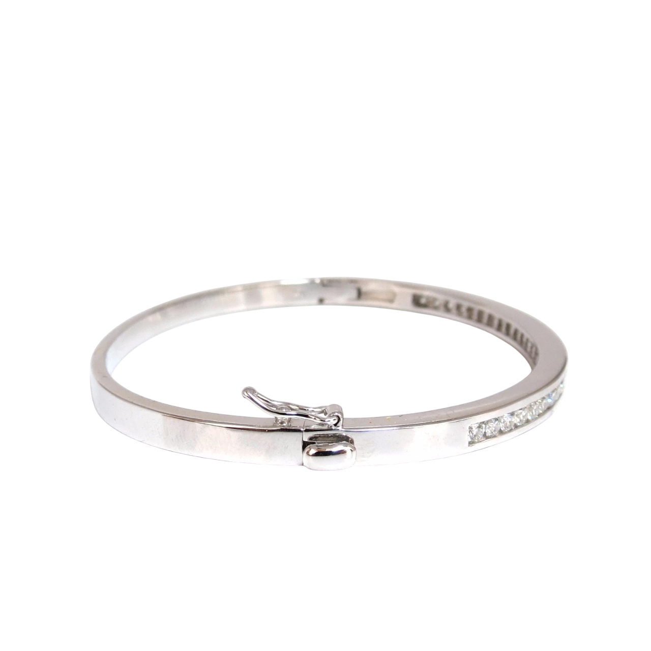 3.60 Ct Round Natural Earth Mined Diamond Bangle 14K White Gold