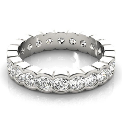 3.6 Ct Diamond Round Cut Eternity Band Half Bezel Lab Grown 14K Jewelry