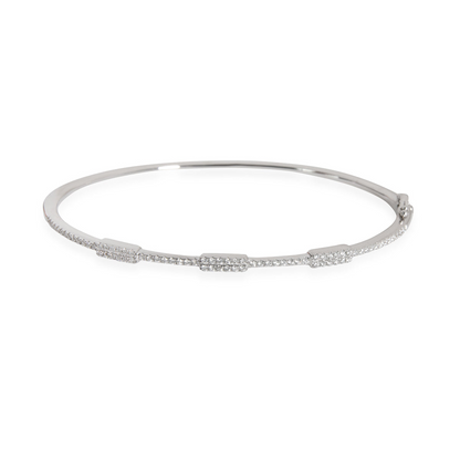 3.75 Ct Round Cut Natural Earth Mined Diamond Women Bangle 14K White Gold