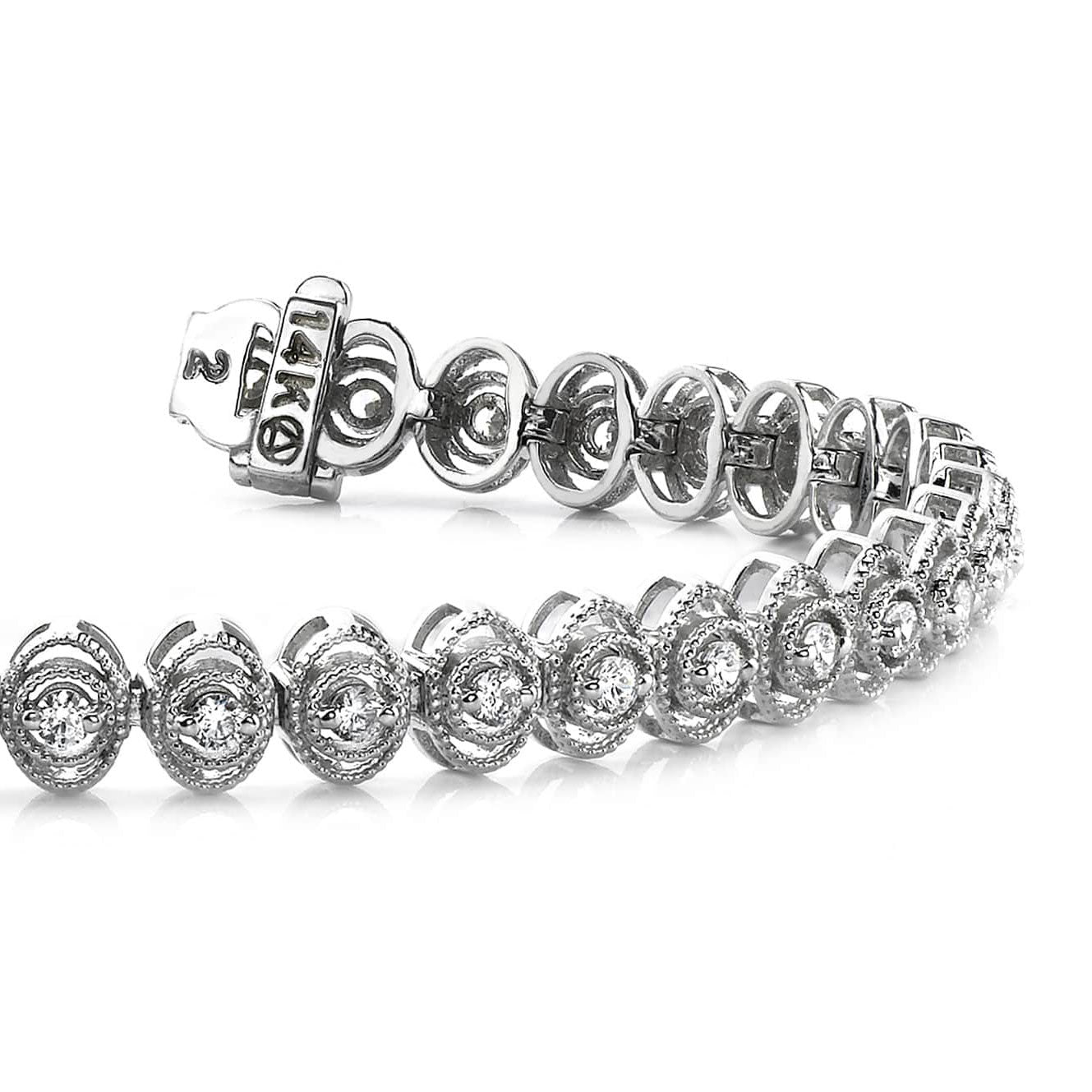 3.80 Carats Vintage Oval Style Link Lab Grown Diamond Bracelet White Gold 