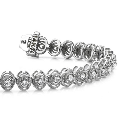 3.80 Carats Vintage Oval Style Link Lab Grown Diamond Bracelet White Gold 