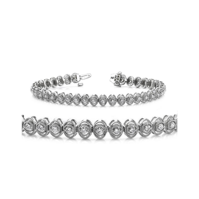 3.80 Carats Vintage Oval Style Link Lab Grown Diamond Bracelet White Gold