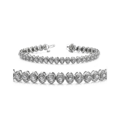 3.80 Carats Vintage Oval Style Link Lab Grown Diamond Bracelet White Gold