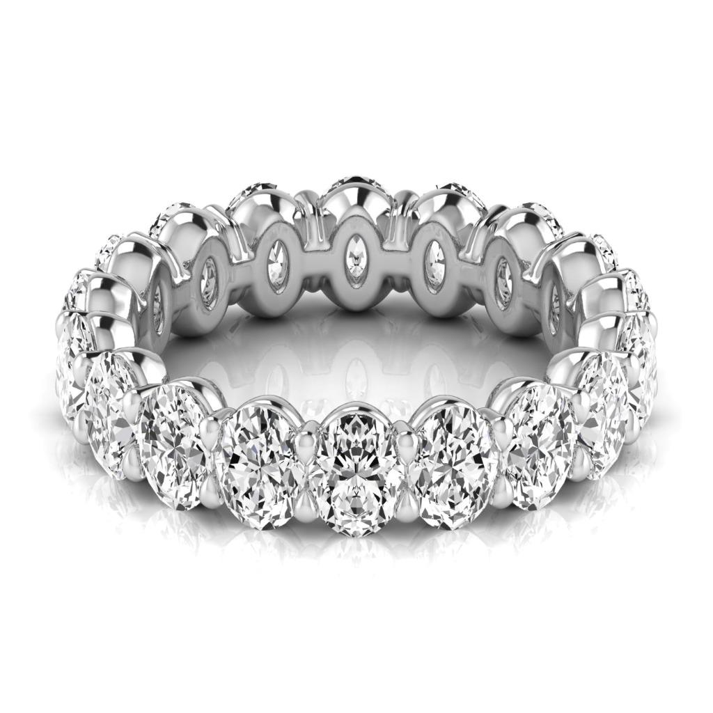 3.80 Ct Oval Diamond White Gold Eternity Band Lab Grown Ring