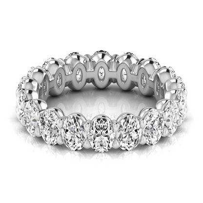 3.80 Ct Oval Diamond White Gold Eternity Band Lab Grown Ring