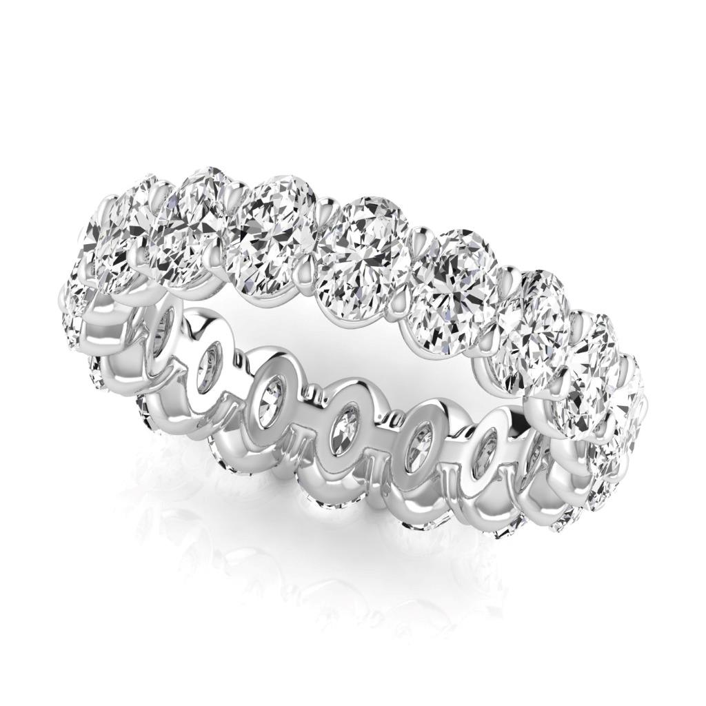 3.80 Ct Oval Diamond White Gold Eternity Band Lab Grown Ring