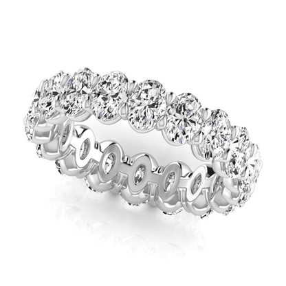 3.80 Ct Oval Diamond White Gold Eternity Band Lab Grown Ring