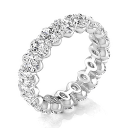 3.80 Ct Oval Diamond White Gold Eternity Band Lab Grown Ring