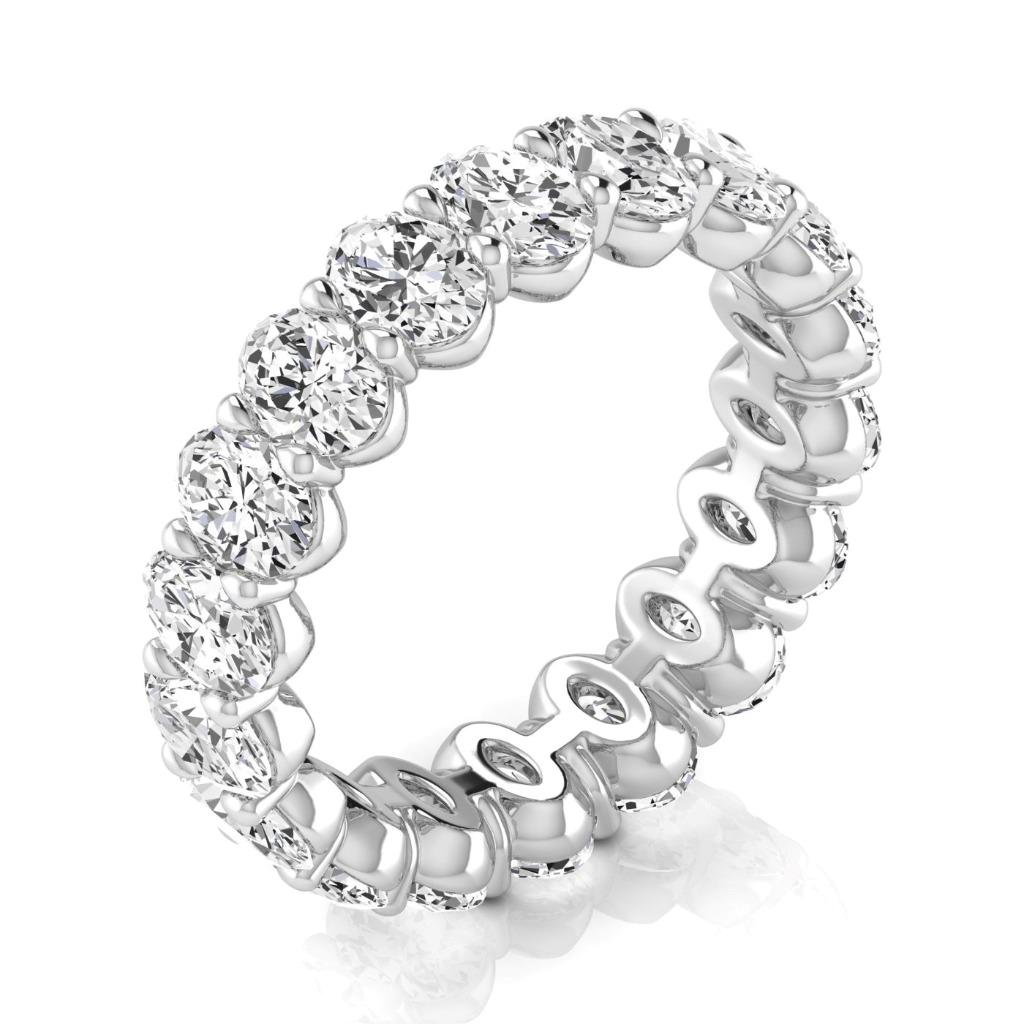 3.80 Ct Oval Diamond White Gold Eternity Band Lab Grown Ring