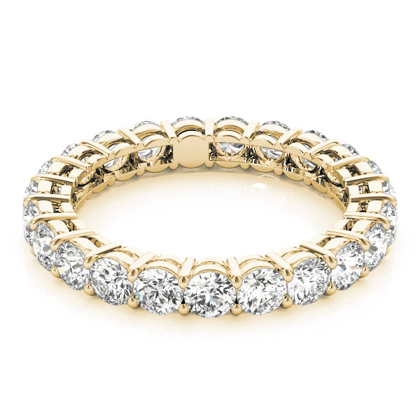3.8 Ct Round Diamond Lab Grown Ladies Yellow Gold Wedding Eternity Band
