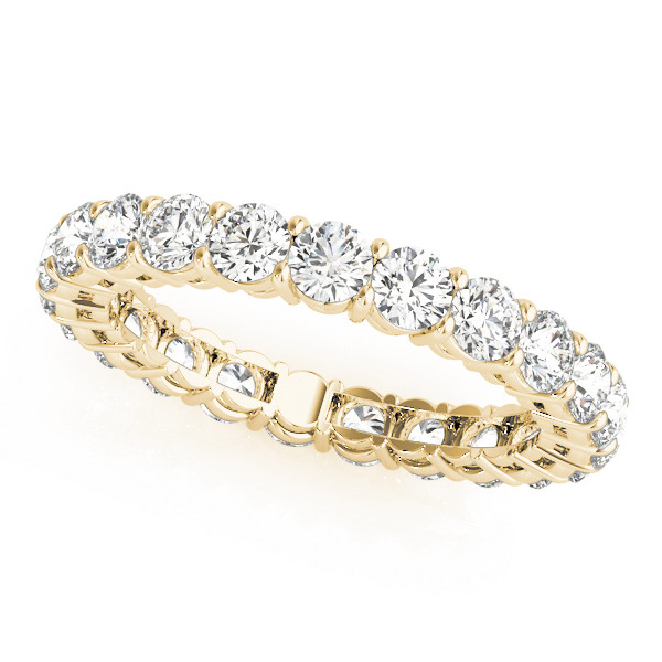 3.8 Ct Round Diamond Lab Grown Ladies Yellow Gold Wedding Eternity Band