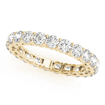 3.8 Ct Round Diamond Lab Grown Ladies Yellow Gold Wedding Eternity Band