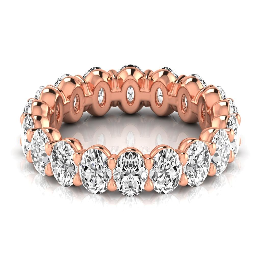 3.8 ct Diamond Oval Cut Eternity Band Elegant Rose Gold Lab Grown Ring