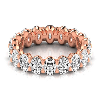 3.8 ct Diamond Oval Cut Eternity Band Elegant Rose Gold Lab Grown Ring