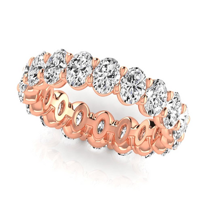 3.8 ct Diamond Oval Cut Eternity Band Elegant Rose Gold Lab Grown Ring