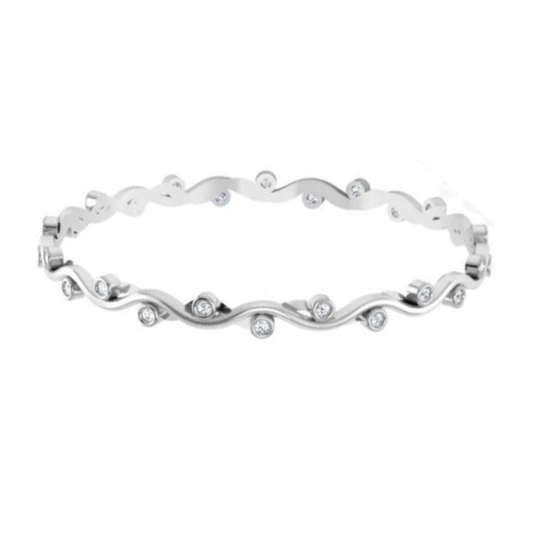 3.90 Ct Round Cut Natural Earth Mined Diamonds Bangle White Gold