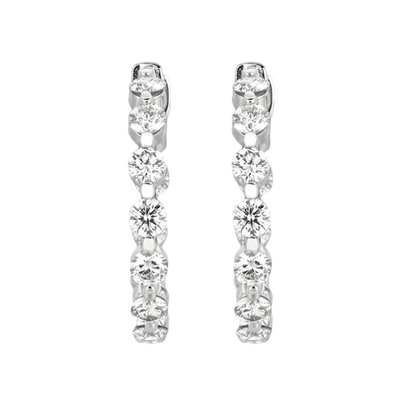 3.40 Carat Natural Earth Mined Diamonds Hoop Earring 15 Pointer Earring WG 14K