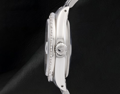Rolex 34mm Oyster Bracelet 1500 White Mother Of Pearl Diamond Dial Watch