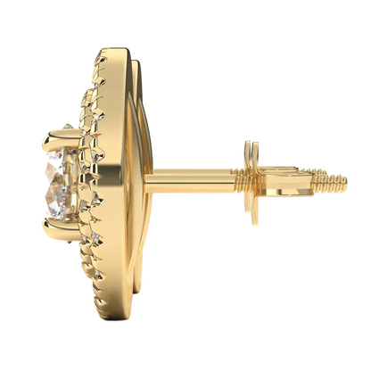 3.5 Carats Round Cut Halo Natural Earth Mined Diamond Stud Earring White Gold Fine Jewelry