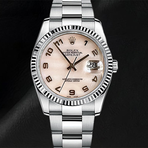 36mm Rolex Date-just Mother of Pearl Arabic Stainless Steel Watch