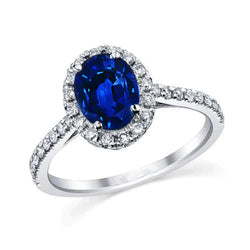 3 Carat Blue Sapphire Halo Ring
