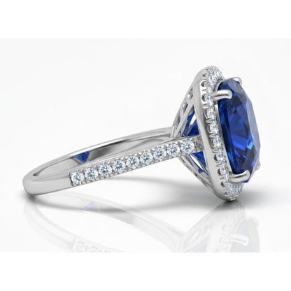 3 Carat Cushion Cut Natural Sapphire Ring