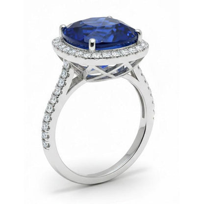 3 Carat Cushion Cut Natural Sapphire Ring