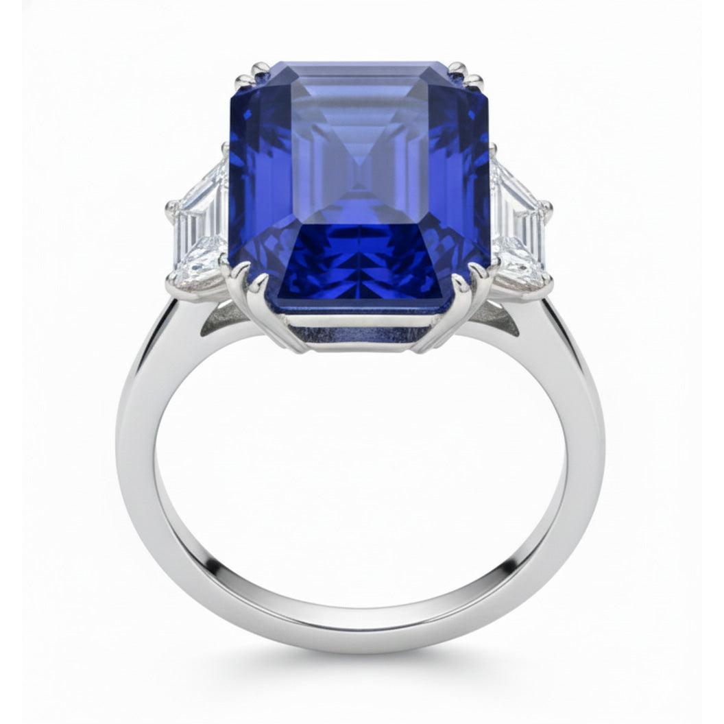 3 Carat Sapphire Natural Earth Mined Diamond Ring