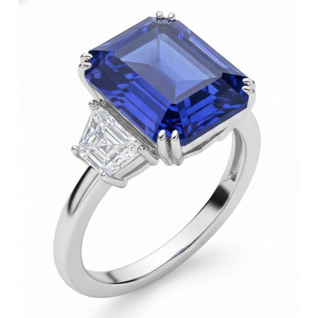 3 Carat Sapphire Natural Earth Mined Diamond Ring