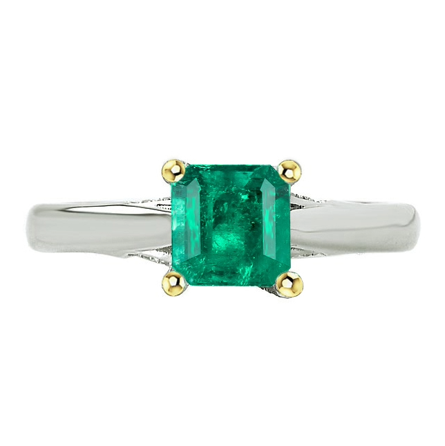 3 Ct Green Emerald Solitaire Ring 