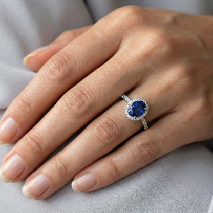 3 Ct Oval Sri Lankan Sapphire Natural Earth Mined Diamond Ring Solid Gold 14K