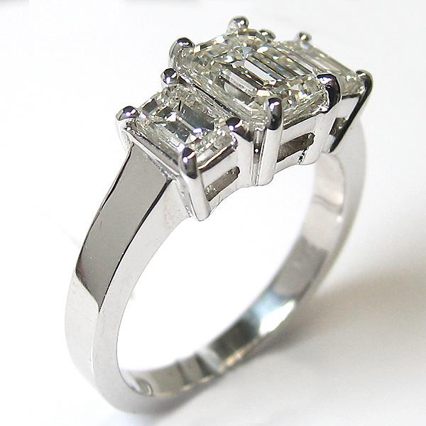 3 Stone Emerald Cut Anniversary Ring