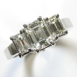 3 Stone Emerald Cut Anniversary Ring Earth Mined Diamond