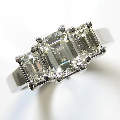 3 Stone Emerald Cut Anniversary Ring
