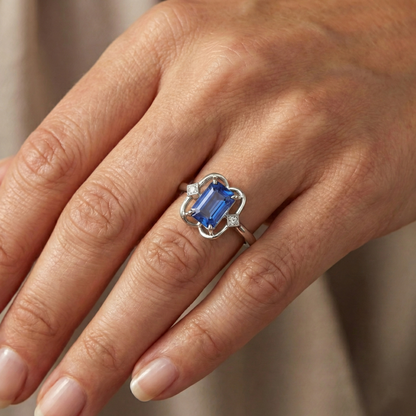 3 Stone Emerald Sapphire Ring Bezel Set Round Natural Earth Mined Diamonds 1.75 Carats