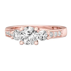 3 Stone Style 2.80 Carats Diamonds Wedding Ring Rose Gold 14K