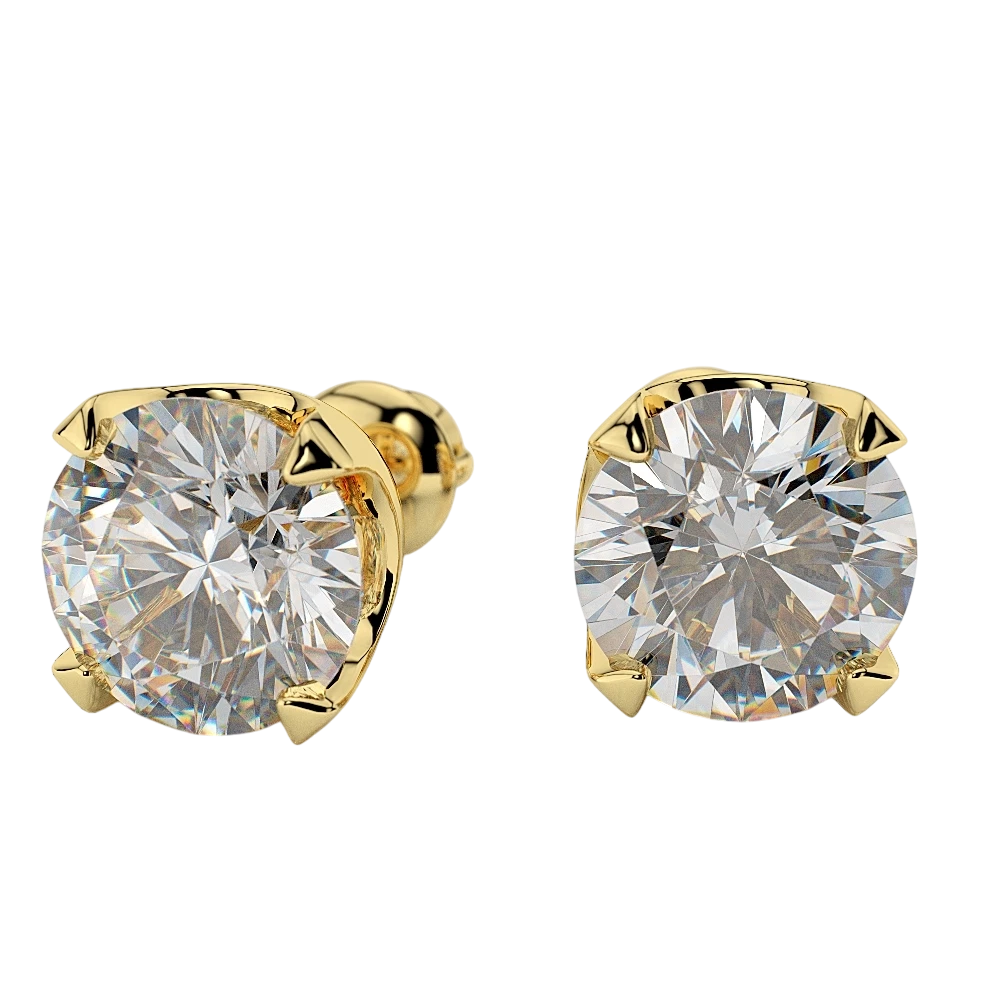3 Carats GIA Certified Lab Grown Diamonds Studs Earrings Yellow Gold 14K