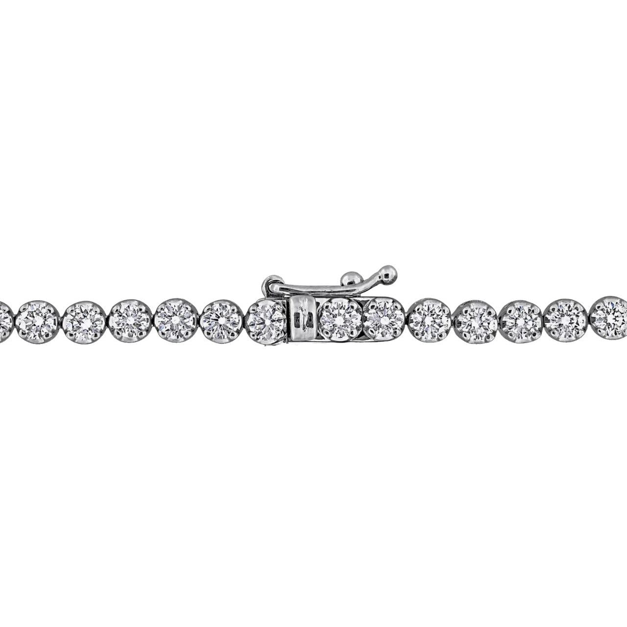 3 Carats Lady Round Cut Lab Grown Diamond Tennis Bracelet White Solid Gold