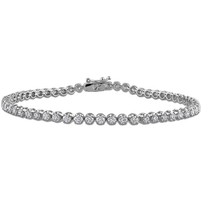 3 Carats Lady Round Cut Lab Grown Diamond Tennis Bracelet White Solid Gold