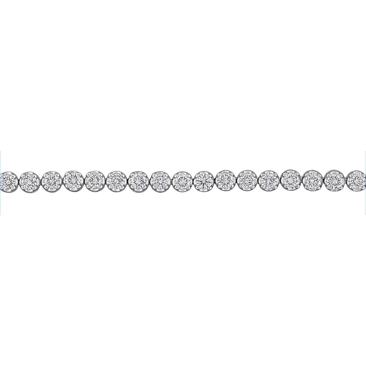 3 Carats Lady Round Cut Lab Grown Diamond Tennis Bracelet White Solid Gold