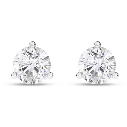 3 Carats Round Prong Set Lab Grown Diamond Earring Stud White Gold Diamond Lady Jewelry